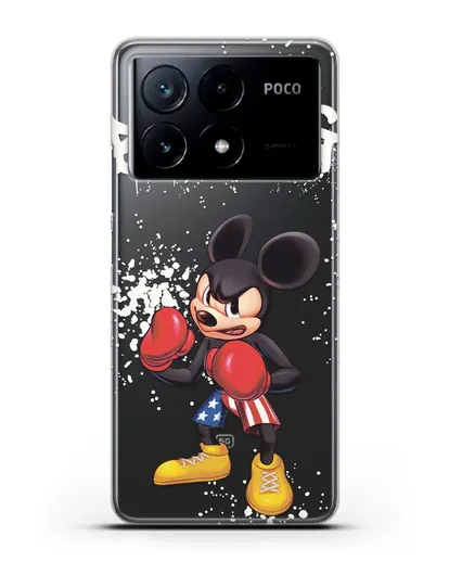 Чехол Микки Маус (Mickie Mouse) боксёр силиконовый для Xiaomi Poco X6 Pro