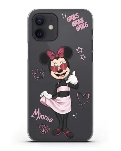 Чехол Минни Маус (Minnie Mouse) в очках силиконовый для iPhone 12