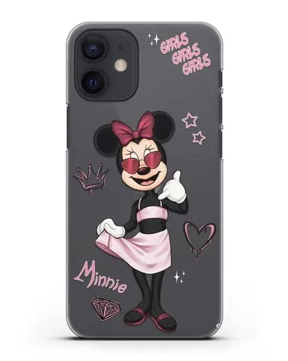 Чехол Минни Маус (Minnie Mouse) в очках силиконовый для iPhone 12 mini