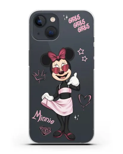 Чехол Минни Маус (Minnie Mouse) в очках силиконовый для iPhone 13 Mini