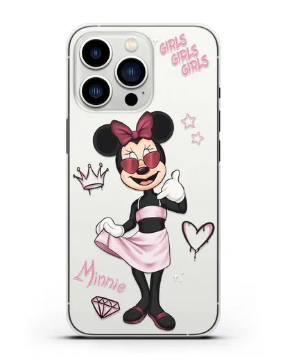 Чехол Минни Маус (Minnie Mouse) в очках силиконовый для iPhone 13 Pro