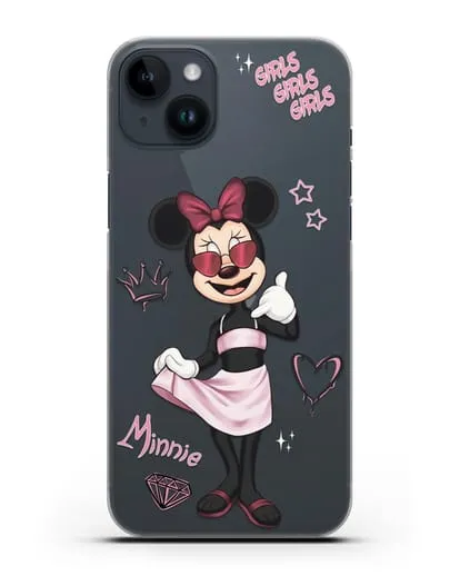 Чехол Минни Маус (Minnie Mouse) в очках силиконовый для iPhone 14 Plus