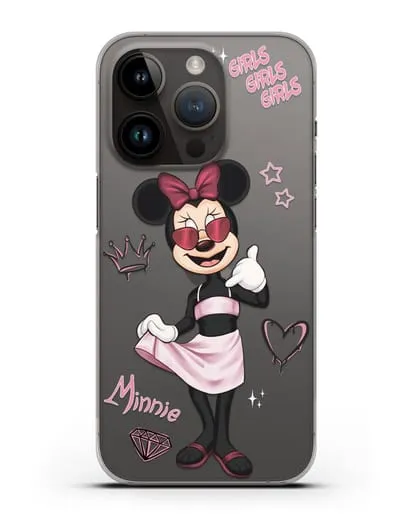 Чехол Минни Маус (Minnie Mouse) в очках силиконовый для iPhone 14 Pro