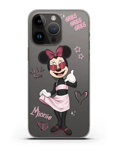 Чехол Минни Маус (Minnie Mouse) в очках силиконовый для iPhone 14 Pro Max