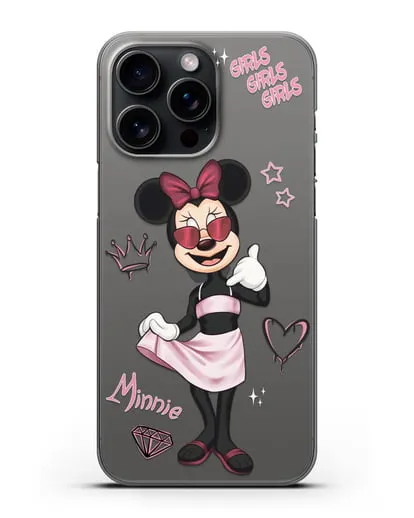 Чехол Минни Маус (Minnie Mouse) в очках силиконовый для iPhone 15 Pro Max
