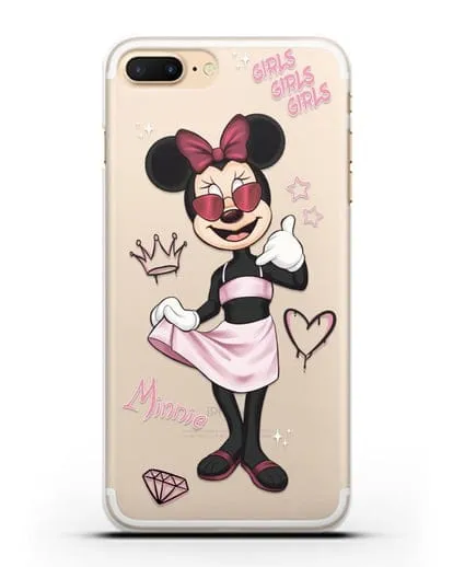 Чехол Минни Маус (Minnie Mouse) в очках силиконовый для iPhone 8 Plus