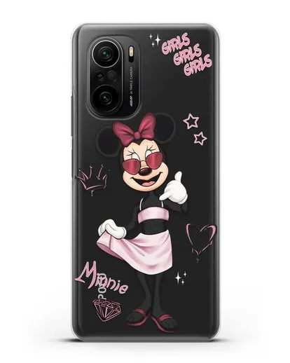 Чехол Минни Маус (Minnie Mouse) в очках силиконовый для Xiaomi Poco F3