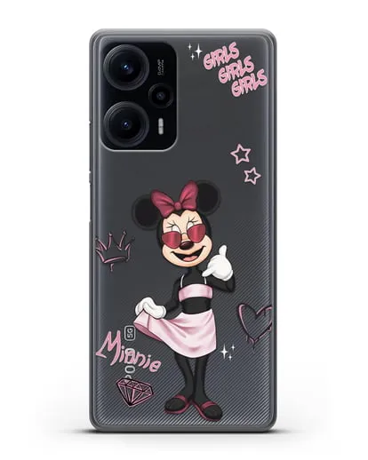 Чехол Минни Маус (Minnie Mouse) в очках силиконовый для Xiaomi Poco F5