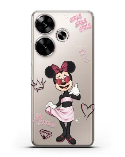 Чехол Минни Маус (Minnie Mouse) в очках силиконовый для Xiaomi Poco F6