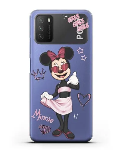 Чехол Минни Маус (Minnie Mouse) в очках силиконовый для Xiaomi Poco M3