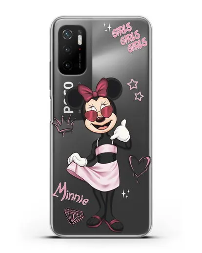 Чехол Минни Маус (Minnie Mouse) в очках силиконовый для Xiaomi Poco M3 Pro