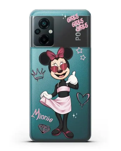 Чехол Минни Маус (Minnie Mouse) в очках силиконовый для Xiaomi Poco M5