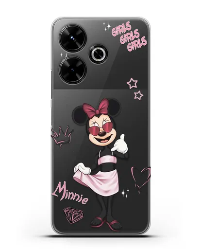 Чехол Минни Маус (Minnie Mouse) в очках силиконовый для Xiaomi Poco M6