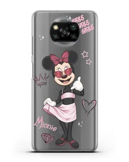Чехол Минни Маус (Minnie Mouse) в очках силиконовый для Xiaomi Poco X3