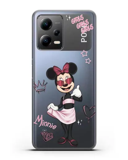 Чехол Минни Маус (Minnie Mouse) в очках силиконовый для Xiaomi Poco X5
