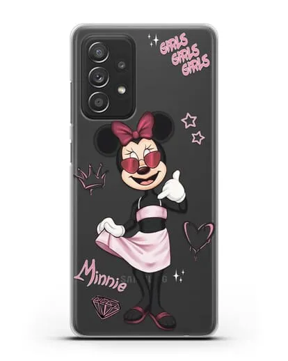 Чехол Минни Маус (Minnie Mouse) в очках силиконовый для Samsung Galaxy A53