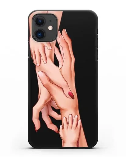 Чехол с иллюстрацией Семья - мама, папа и два малыша силиконовый для iPhone 11