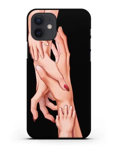 Чехол с иллюстрацией Семья - мама, папа и два малыша силиконовый для iPhone 12