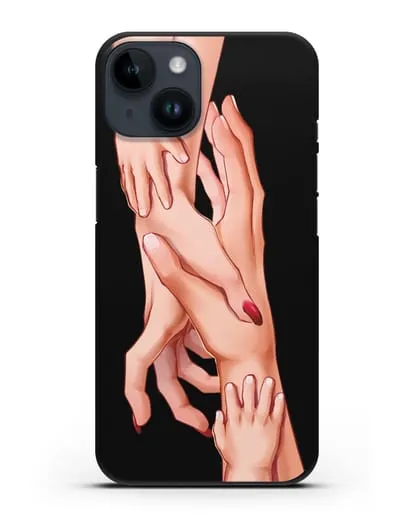 Чехол с иллюстрацией Семья - мама, папа и два малыша силиконовый для iPhone 14