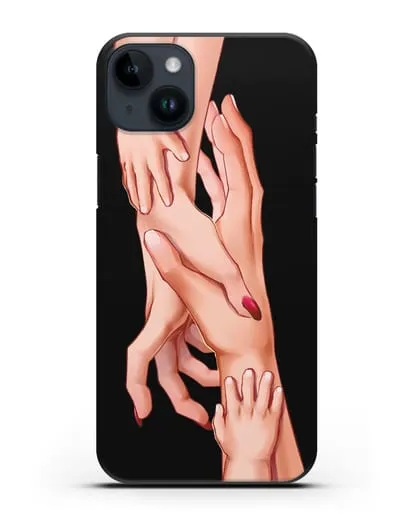 Чехол с иллюстрацией Семья - мама, папа и два малыша силиконовый для iPhone 14 Plus