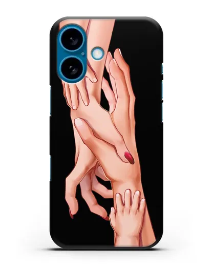 Чехол с иллюстрацией Семья - мама, папа и два малыша силиконовый для iPhone 16