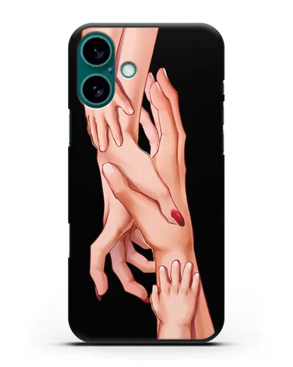 Чехол с иллюстрацией Семья - мама, папа и два малыша силиконовый для iPhone 16 Plus