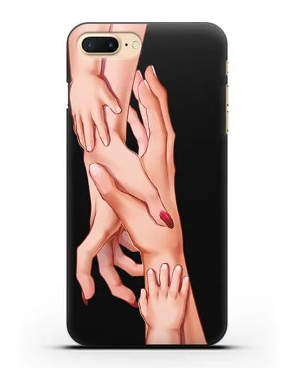 Чехол с иллюстрацией Семья - мама, папа и два малыша силиконовый для iPhone 7 Plus