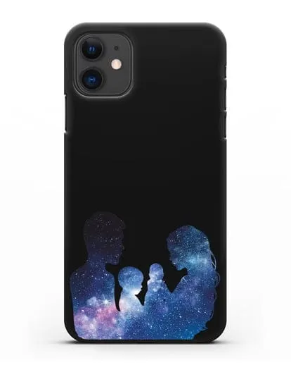 Чехол с иллюстрацией Семья с двумя детьми силиконовый для iPhone 11