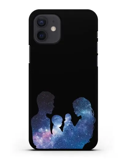 Чехол с иллюстрацией Семья с двумя детьми силиконовый для iPhone 12