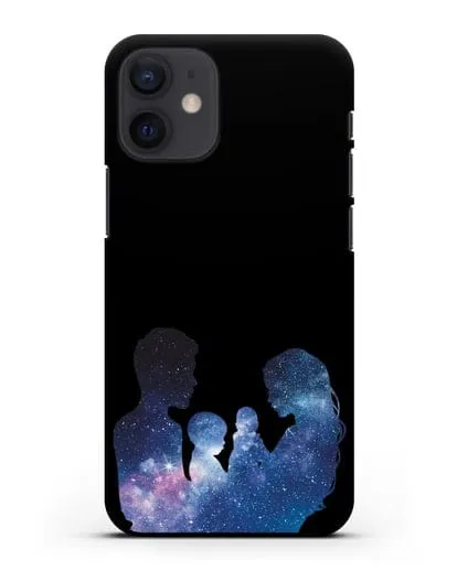 Чехол с иллюстрацией Семья с двумя детьми силиконовый для iPhone 12 mini