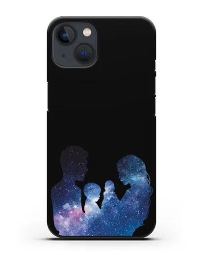 Чехол с иллюстрацией Семья с двумя детьми силиконовый для iPhone 13