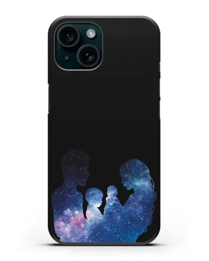 Чехол с иллюстрацией Семья с двумя детьми силиконовый для iPhone 15