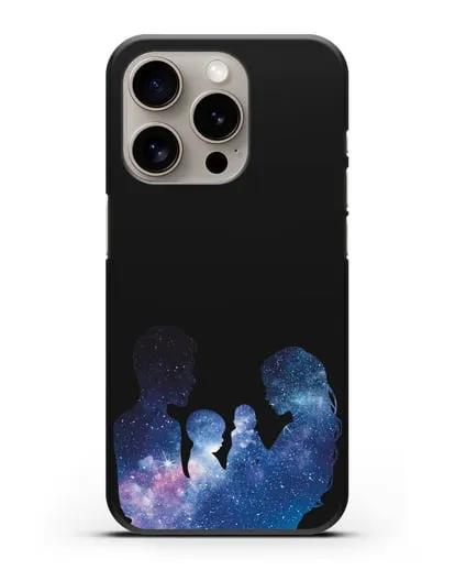 Чехол с иллюстрацией Семья с двумя детьми силиконовый для iPhone 15 Pro