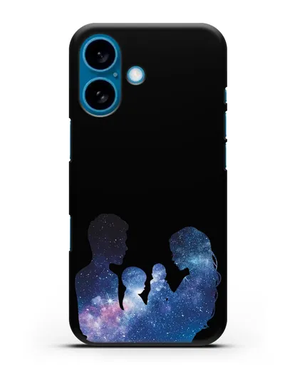 Чехол с иллюстрацией Семья с двумя детьми силиконовый для iPhone 16