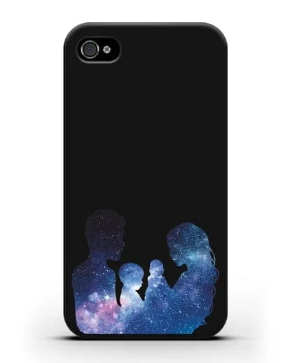 Чехол с иллюстрацией Семья с двумя детьми силиконовый для iPhone 4/4s