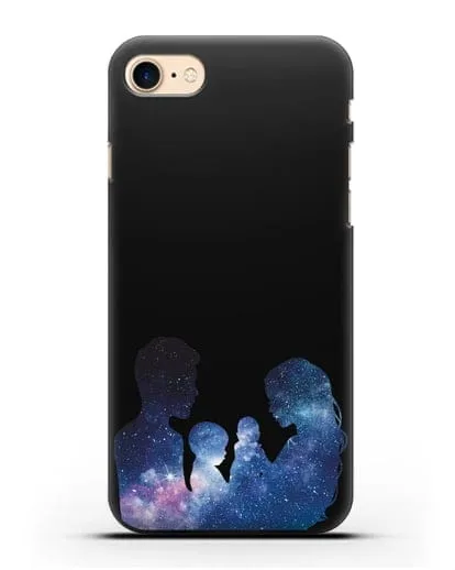 Чехол с иллюстрацией Семья с двумя детьми силиконовый для iPhone 8