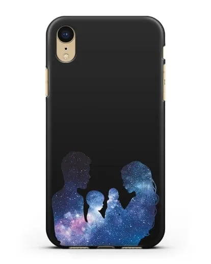 Чехол с иллюстрацией Семья с двумя детьми силиконовый для iPhone XR