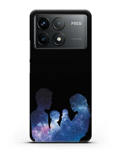 Чехол с иллюстрацией Семья с двумя детьми силиконовый для Xiaomi Poco F6 Pro