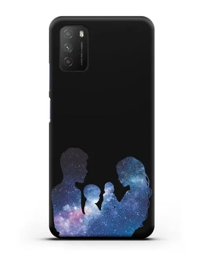 Чехол с иллюстрацией Семья с двумя детьми силиконовый для Xiaomi Poco M3