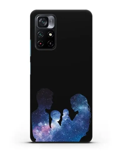 Чехол с иллюстрацией Семья с двумя детьми силиконовый для Xiaomi Poco M4 Pro 5G