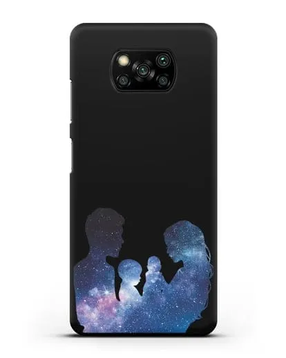 Чехол с иллюстрацией Семья с двумя детьми силиконовый для Xiaomi Poco X3