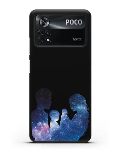 Чехол с иллюстрацией Семья с двумя детьми силиконовый для Xiaomi Poco X4 Pro