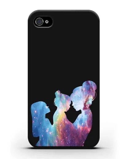 Чехол с иллюстрацией Мама с двумя дочерьми силиконовый для iPhone 4/4s