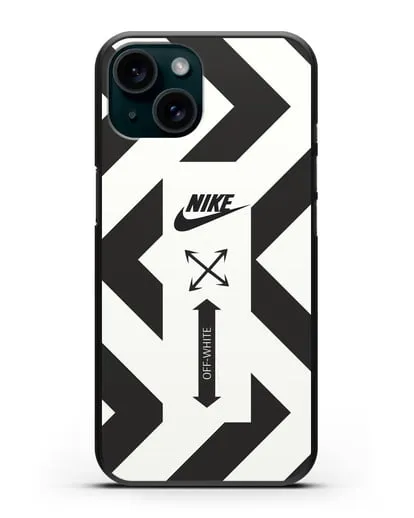 Чехол с черно-белым логотипом Nike силиконовый для iPhone 15