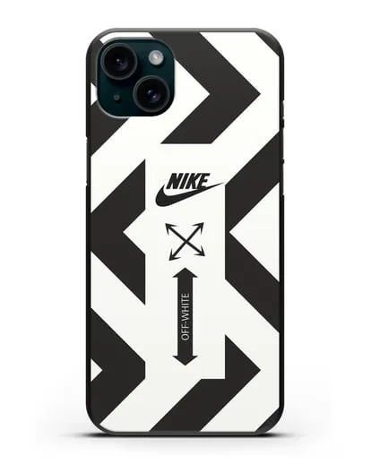 Чехол с черно-белым логотипом Nike силиконовый для iPhone 15 Plus