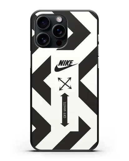 Чехол с черно-белым логотипом Nike силиконовый для iPhone 15 Pro Max