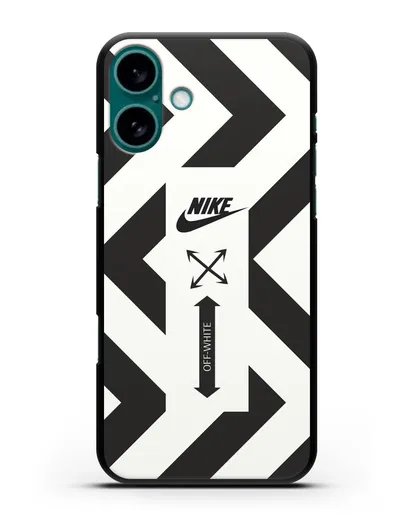 Чехол с черно-белым логотипом Nike силиконовый для iPhone 16 Plus