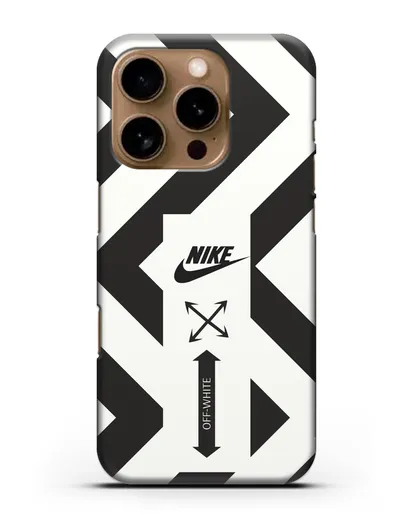 Чехол с черно-белым логотипом Nike силиконовый для iPhone 16 Pro