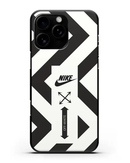 Чехол с черно-белым логотипом Nike силиконовый для iPhone 16 Pro Max