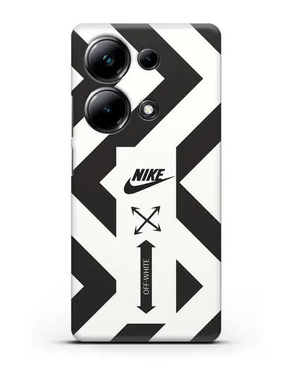 Чехол с черно-белым логотипом Nike силиконовый для Xiaomi Poco M6 Pro